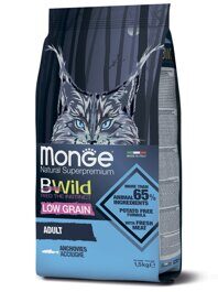 Monge Cat BWild LOW GRAIN низкозерновой корм из анчоуса для взрослых кошек 1,5 кг