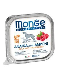 Monge Dog Monoprotein Fruits консервы для собак паштет из утки с малиной 150 г.