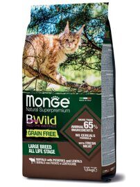 Monge Cat BWild GRAIN FREE беззерновой корм из мяса буйвола для крупных кошек всех возрастов 1,5 кг