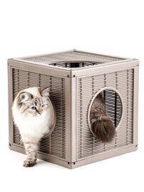 BAMA PET домик для кошек QUBLO 35x35x35h см, бежевый