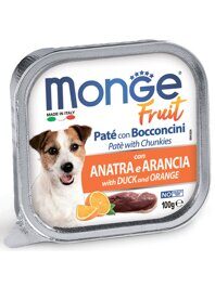 Monge Dog Fruit консервы для собак утка с апельсином 100г