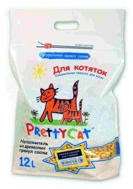 PrettyCat наполнитель древесный для котят "Wood Granules" 12 л/4 кг